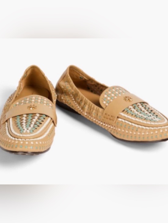 Tory Burch Shoes - Tory Burch Tan & Teal Woven Flats
